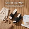 image:imageAllegra K Women Breathable Embroidered Wedge Platform Peeptoe Slip Sandals  Open toe design Easy slipon Breathable embroidered upper Comfortable wedge platform Casual summer styleBlack