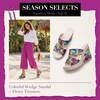 image:imageAllegra K Women Colorful Printed Hollowout Platform PeepToe Sandals  406inch heel height 138inch platform Vibrant print upper Slipon style Hollowout designPurple