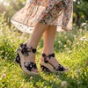 image:imageAllegra K Women Faux Leather Camouflage Laceup Platform Peeptoe Sandals  413inch heel Cushioned comfort Street style photoshoot Cool heightenhancing look Peeptoe designBlack2
