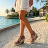 image:imageAllegra K Women Faux Leather Camouflage Laceup Platform Peeptoe Sandals  413inch heel Cushioned comfort Street style photoshoot Cool heightenhancing look Peeptoe designPink2