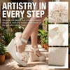 image:imageAllegra K Women Faux Leather Floral Bow Peeptoe Platform Wedge Sandals  413inch heel height 138inch platform Decorative flower accents Feminine touch Peeptoe designPink