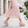 image:imageAllegra K Women Faux Leather Floral Bow Peeptoe Platform Wedge Sandals  413inch heel height 138inch platform Decorative flower accents Feminine touch Peeptoe designBeige
