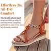image:imageAllegra K Women Faux Leather Plaid Beaded Platform Elastic Band Sandals  PU outsole Classic pattern with bohemian details Distinctive vibe Heel height 236in Platform height 118inOrange