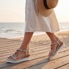 image:imageAllegra K Women Faux Leather Plaid Beaded Platform Elastic Band Sandals  PU outsole Classic pattern with bohemian details Distinctive vibe Heel height 236in Platform height 118inBeige