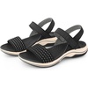 image:imageAllegra K Women Open Toe Wedge Low Heel Hook and Loop Platform Sandals  Slingback design with ankle strap Cushioned footbed for comfort Perfect for casual outings Hook and loop closureBlack
