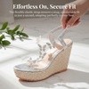 image:imageAllegra K Women Rhinestone Butterfly Transparent Band Platform Sandals  Clear flexible straps create floating effect Peeptoe design 433inch heel Platform height 177 inchesSilver