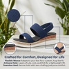 image:imageAllegra K Women Solid Color Hollowout Platform Elastic Band Sandals  PU outsole Opentoe design 236inch heel height 118inch platform height Woven upper Elastic bandBlue