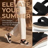 image:imageAllegra K Women Solid Color Hollowout Platform Elastic Band Sandals  PU outsole Opentoe design 236inch heel height 118inch platform height Woven upper Elastic bandBlack