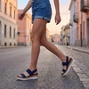 image:imageAllegra K Women Solid Color Hollowout Platform Elastic Band Sandals  PU outsole Opentoe design 236inch heel height 118inch platform height Woven upper Elastic bandBlue