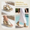 image:imageAllegra K Women Solid Color Plaid Hollowout Buckle Platform Sandals  Peeptoe design with adjustable strap Comfortable platform Summer Openwork upper Stylish and versatileGold