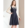 image:imageAllegra K Womens Chambray Dress Contrast Collar Long Sleeve Fit and Flare Denim Dresses
