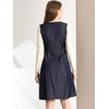 image:imageAllegra K Womens Chambray Dress Contrast Collar Long Sleeve Fit and Flare Denim Dresses