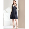 image:imageAllegra K Womens Chambray Dress Contrast Collar Long Sleeve Fit and Flare Denim Dresses