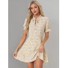 image:imageAllegra K Womens Floral Chiffon Dress 2026 Summer Casual Tie Neck Puff Short Sleeve Tiered Ruffle Smock Mini DressesApricot White