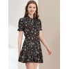 image:imageAllegra K Womens Floral Chiffon Dress 2026 Summer Casual Tie Neck Puff Short Sleeve Tiered Ruffle Smock Mini DressesBlackwhite