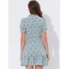 image:imageAllegra K Womens Floral Chiffon Dress 2026 Summer Casual Tie Neck Puff Short Sleeve Tiered Ruffle Smock Mini DressesBluewhite