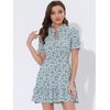 image:imageAllegra K Womens Floral Chiffon Dress 2026 Summer Casual Tie Neck Puff Short Sleeve Tiered Ruffle Smock Mini DressesBluewhite