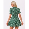 image:imageAllegra K Womens Floral Chiffon Dress 2026 Summer Casual Tie Neck Puff Short Sleeve Tiered Ruffle Smock Mini DressesGreen White