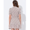 image:imageAllegra K Womens Floral Chiffon Dress 2026 Summer Casual Tie Neck Puff Short Sleeve Tiered Ruffle Smock Mini DressesPink
