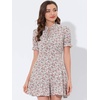 image:imageAllegra K Womens Floral Chiffon Dress 2026 Summer Casual Tie Neck Puff Short Sleeve Tiered Ruffle Smock Mini DressesPink