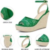 image:imageAllegra K Womens Lace Wedges Ankle Strap Platform Heel Espadrille Wedge Heels SandalsGreen