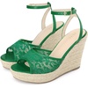 image:imageAllegra K Womens Lace Wedges Ankle Strap Platform Heel Espadrille Wedge Heels SandalsGreen