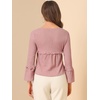 image:imageAllegra K Womens Textured Blouse Flare Sleeve Casual Loose Fit Ruffle Hem Peplum Top