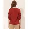 image:imageAllegra K Work Office Shirt for Womens Contrast V Neck Collared Roll Up Long Sleeve Chiffon Blouse