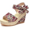 image:imageAllegra K Women Faux Leather Camouflage Laceup Platform Peeptoe Sandals  413inch heel Cushioned comfort Street style photoshoot Cool heightenhancing look Peeptoe designPink2