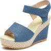 image:imageAllegra K Women Faux Leather Denim Platform Hook Loop Peeptoe Sandals  413inch heel height 138inch platform Vintageinspired upper Hook loop closure Relaxed everyday vibeBlue