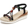 image:imageAllegra K Women Faux Leather Plaid Beaded Platform Elastic Band Sandals  PU outsole Classic pattern with bohemian details Distinctive vibe Heel height 236in Platform height 118inBlack