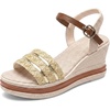 image:imageAllegra K Women Faux Leather Rubber Plaid Buckle Platform Peeptoe Sandals  315inch heel Cushioned footbed Modern comfort Adjustable buckle closure Peeptoe design Platform soleBeige