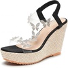 image:imageAllegra K Women Rhinestone Butterfly Transparent Band Platform Sandals  Clear flexible straps create floating effect Peeptoe design 433inch heel Platform height 177 inchesBlack