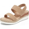 image:imageAllegra K Women Solid Color Hollowout Platform Elastic Band Sandals  PU outsole Opentoe design 236inch heel height 118inch platform height Woven upper Elastic bandBrown