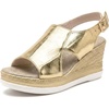 image:imageAllegra K Women Solid Color Plaid Hollowout Buckle Platform Sandals  Peeptoe design with adjustable strap Comfortable platform Summer Openwork upper Stylish and versatileGold