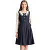image:imageAllegra K Womens Chambray Dress Contrast Collar Long Sleeve Fit and Flare Denim Dresses