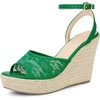 image:imageAllegra K Womens Lace Wedges Ankle Strap Platform Heel Espadrille Wedge Heels SandalsGreen
