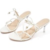 image:imageAllegra K Womens Open Toe Slide on Strappy Stiletto Heels White Sandals 7 M US