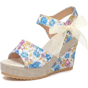 image:imageAllegra K Women Faux Leather Camouflage Laceup Platform Peeptoe Sandals  413inch heel Cushioned comfort Street style photoshoot Cool heightenhancing look Peeptoe designBlue3