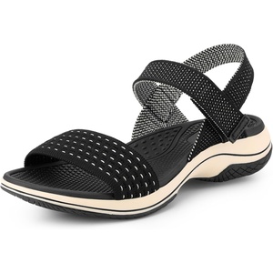 image:imageAllegra K Women Open Toe Wedge Low Heel Hook and Loop Platform Sandals  Slingback design with ankle strap Cushioned footbed for comfort Perfect for casual outings Hook and loop closureBlack