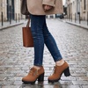 image:imageAllegra K Women Nonslip Laceup Side Zipper Block Heel Ankle Boots  TPR outsole Lightweight and flexible Rear height 335 inches Durable construction Comfortable block heelBrown