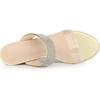 image:imageAllegra K Womens Rhinestones Heel Dual Clear Strap Chunky Heels Slide Sandals