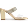 image:imageAllegra K Womens Rhinestones Heel Dual Clear Strap Chunky Heels Slide Sandals