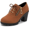 image:imageAllegra K Women Nonslip Laceup Side Zipper Block Heel Ankle Boots  TPR outsole Lightweight and flexible Rear height 335 inches Durable construction Comfortable block heelBrown