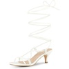 image:imageAllegra K Womens Strappy Sandals Kitten Heels  2 38 inches Heel LaceUp Open Toe Comfortable Faux Leather perfect for Evening Party Wedding Date NightWhite