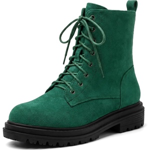 image:imageAllegra K Womens Combat Boots Ankle Booties Laceup Platform Zipper Lug Sole Boots Ankle BootsGreen