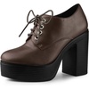 image:imageAllegra K Womens Platform Lace Up Chunky Heel Ankle BootsCoffee