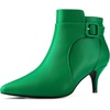 image:imageAllegra K Womens Pointy Toe Zipper Buckle Decor Kitten Heels Ankle Boots  Buckle Deco Side Zipper Heel 2 38 Inches Party Halloween days Christmas Days Dating EveningGreen