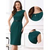 image:imageAllegra K Business Dress for Womens 2026 Belted Office Work Sheath Dress  Elegant Cap Sleeve DressBlue Green