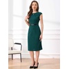 image:imageAllegra K Business Dress for Womens 2026 Belted Office Work Sheath Dress  Elegant Cap Sleeve DressBlue Green